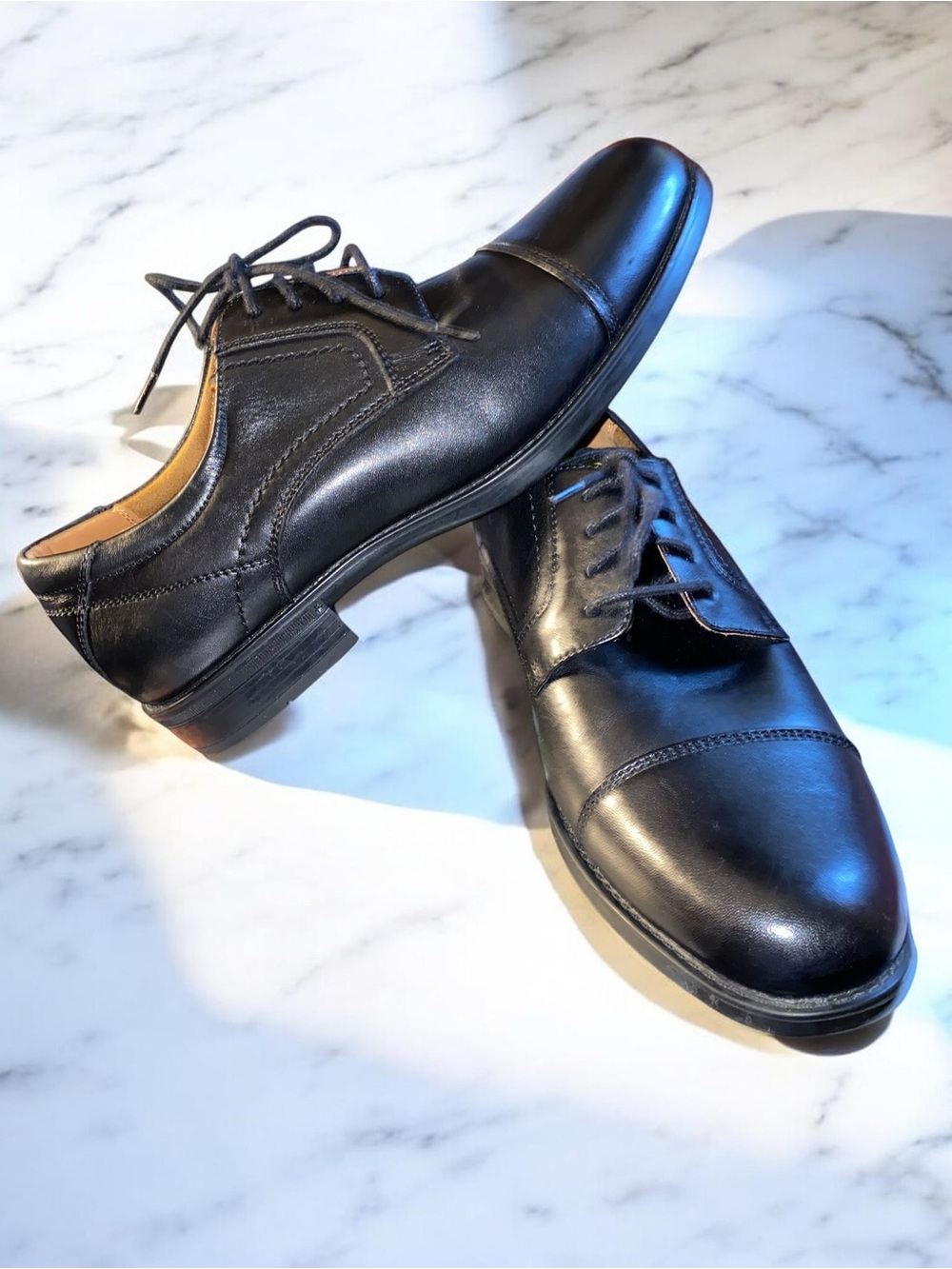 Florsheim Midtown Cap Toe Oxford Men's 7.5 D Black Leather Dress Shoes 12138-001